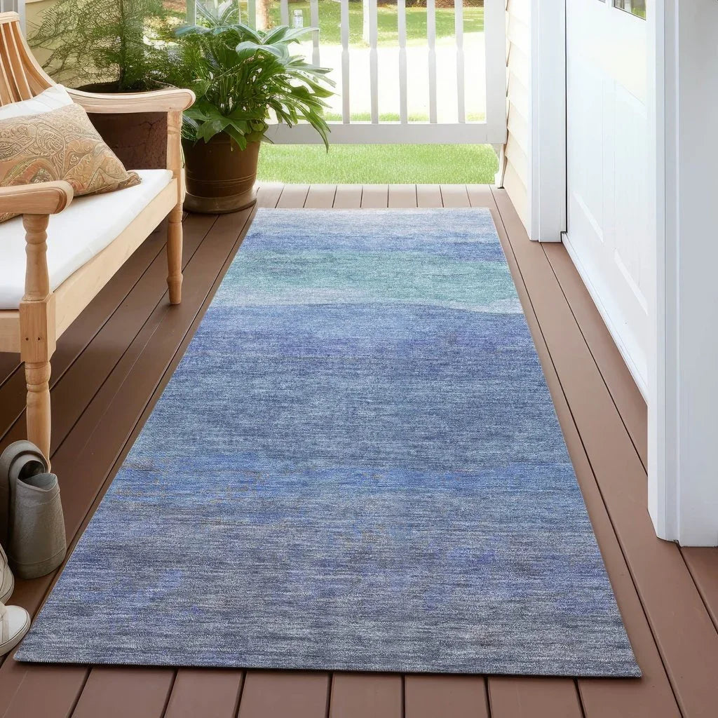 LOOMLAN Rugs Elien Blue Washable Indoor-Outdoor Rug