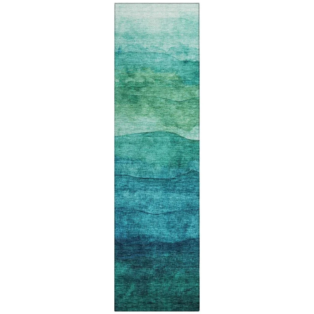 LOOMLAN Rugs Elien Teal Washable Indoor-Outdoor Rug
