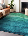 LOOMLAN Rugs Elien Teal Washable Indoor-Outdoor Rug