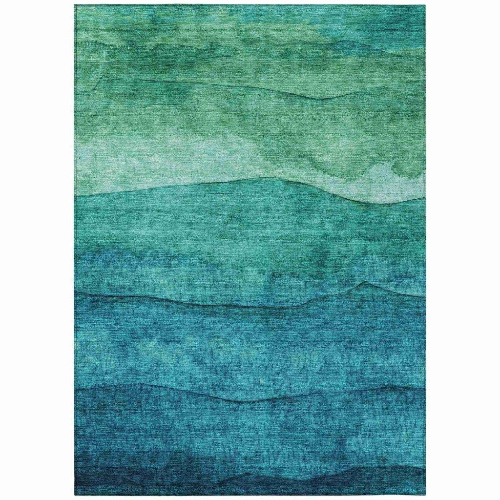 LOOMLAN Rugs Elien Teal Washable Indoor-Outdoor Rug