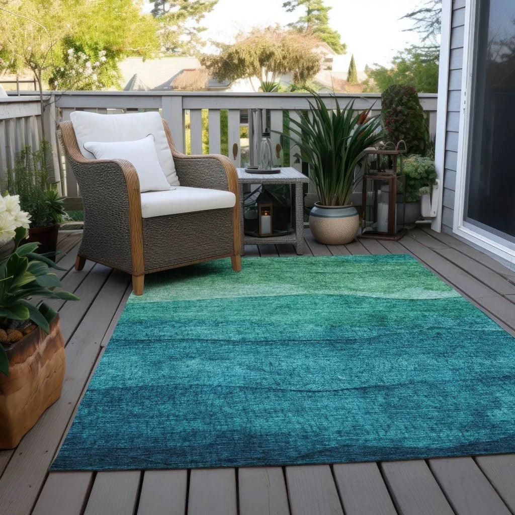 LOOMLAN Rugs Elien Teal Washable Indoor-Outdoor Rug
