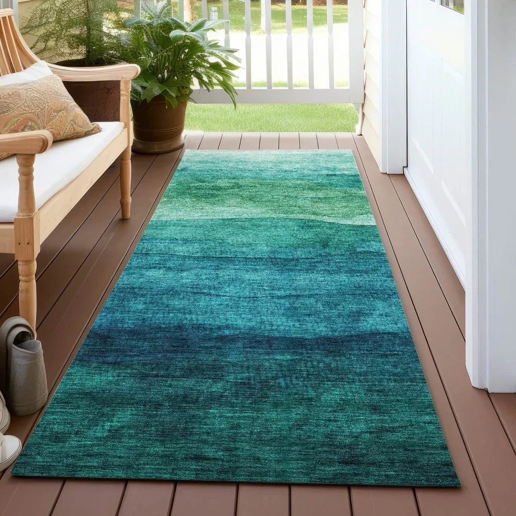 LOOMLAN Rugs Elien Teal Washable Indoor-Outdoor Rug