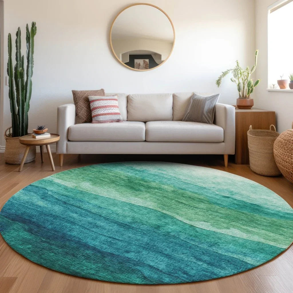 LOOMLAN Rugs Elien Teal Washable Indoor-Outdoor Rug