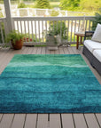 LOOMLAN Rugs Elien Teal Washable Indoor-Outdoor Rug