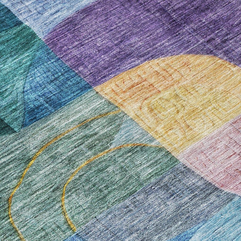 LOOMLAN Rugs Elina Blue Washable Indoor-Outdoor Rug