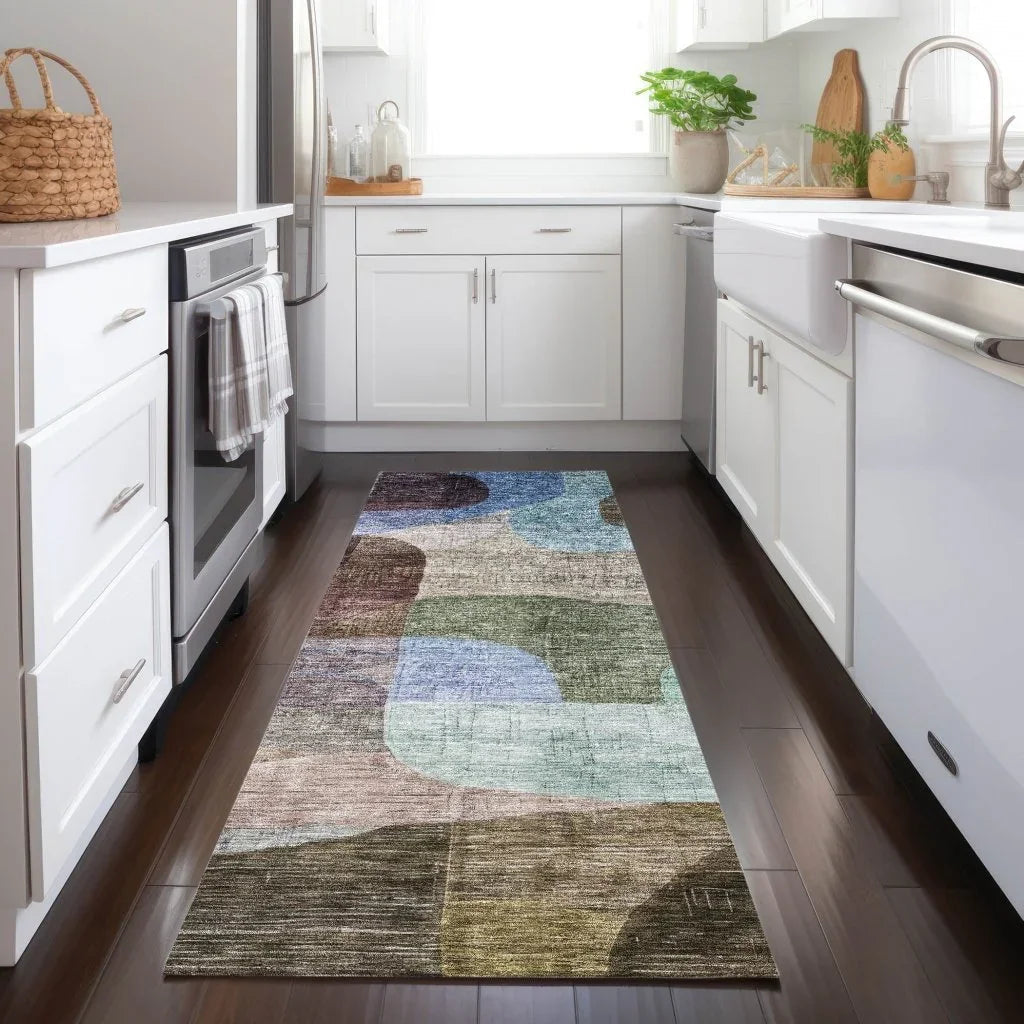 LOOMLAN Rugs Elina Brown Washable Indoor-Outdoor Rug