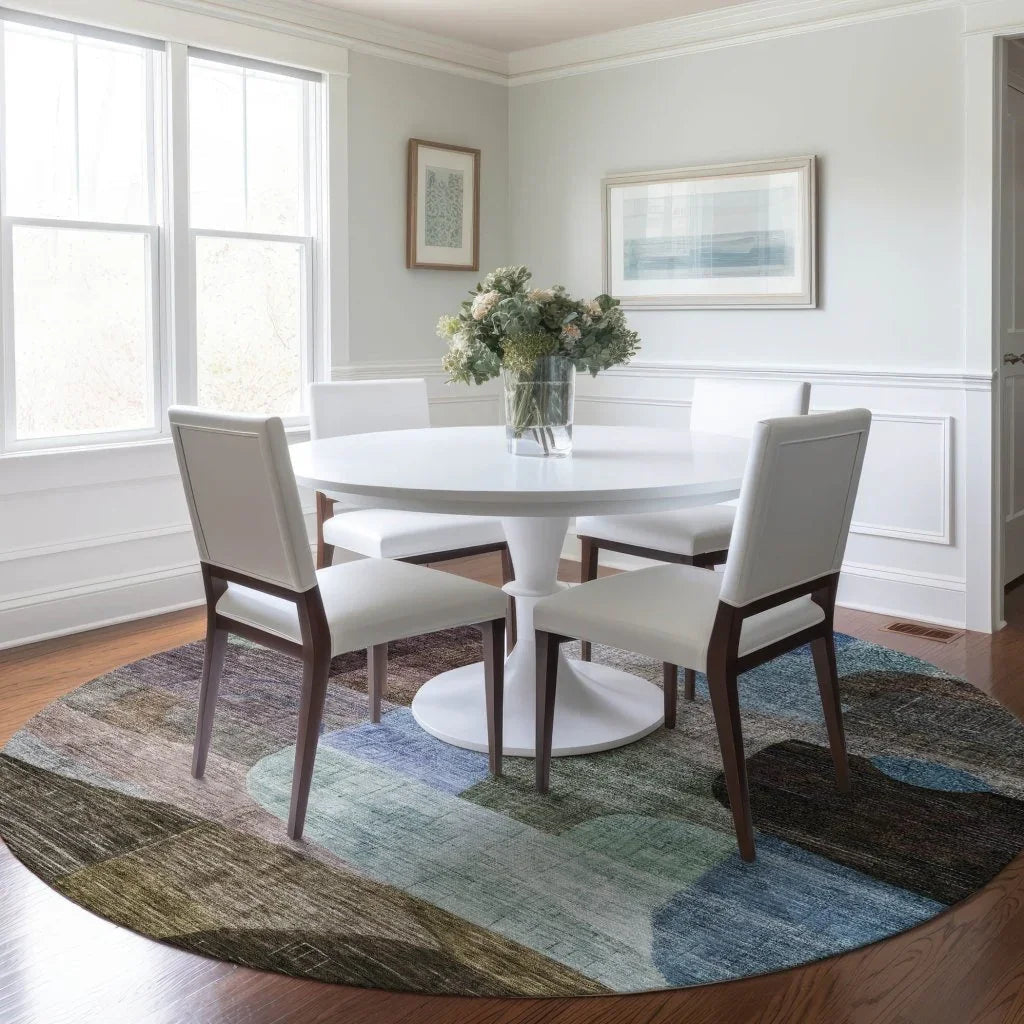 LOOMLAN Rugs Elina Brown Washable Indoor-Outdoor Rug