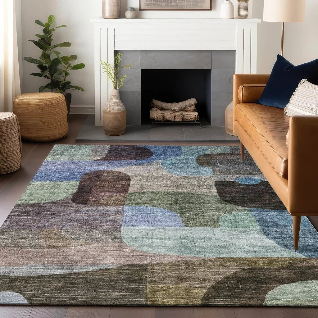 LOOMLAN Rugs Elina Brown Washable Indoor-Outdoor Rug