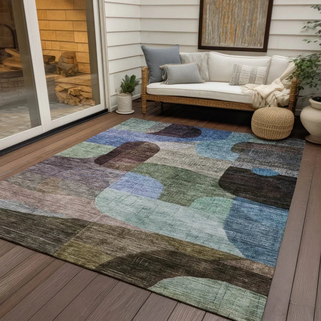 LOOMLAN Rugs Elina Brown Washable Indoor-Outdoor Rug