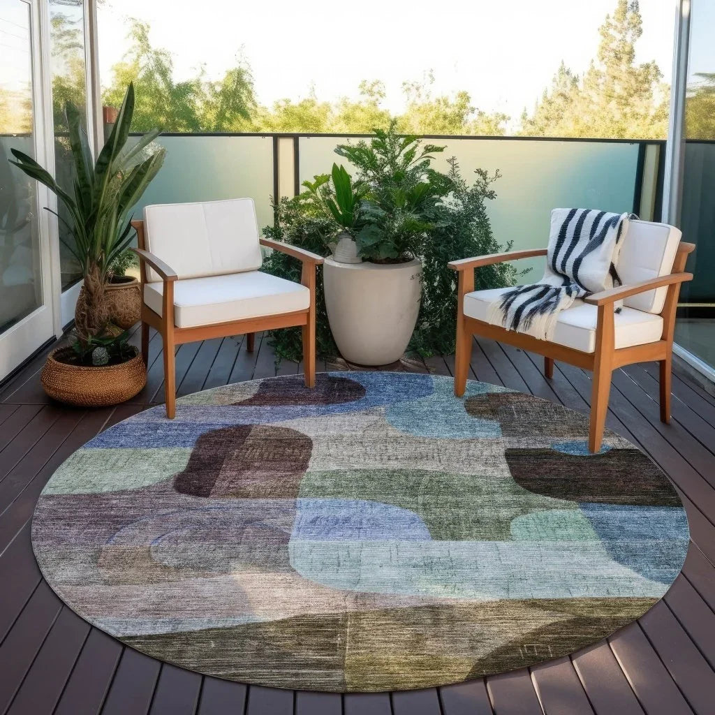 LOOMLAN Rugs Elina Brown Washable Indoor-Outdoor Rug