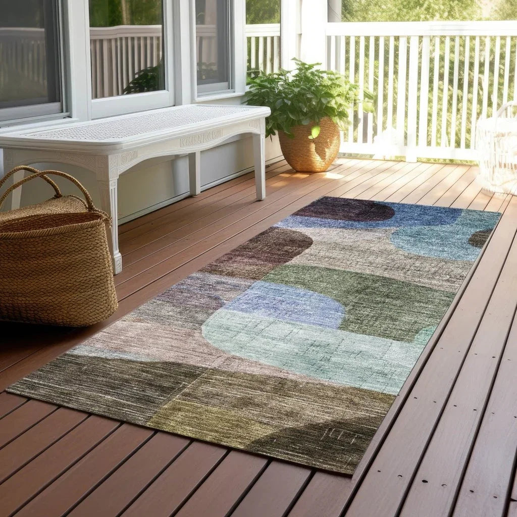 LOOMLAN Rugs Elina Brown Washable Indoor-Outdoor Rug