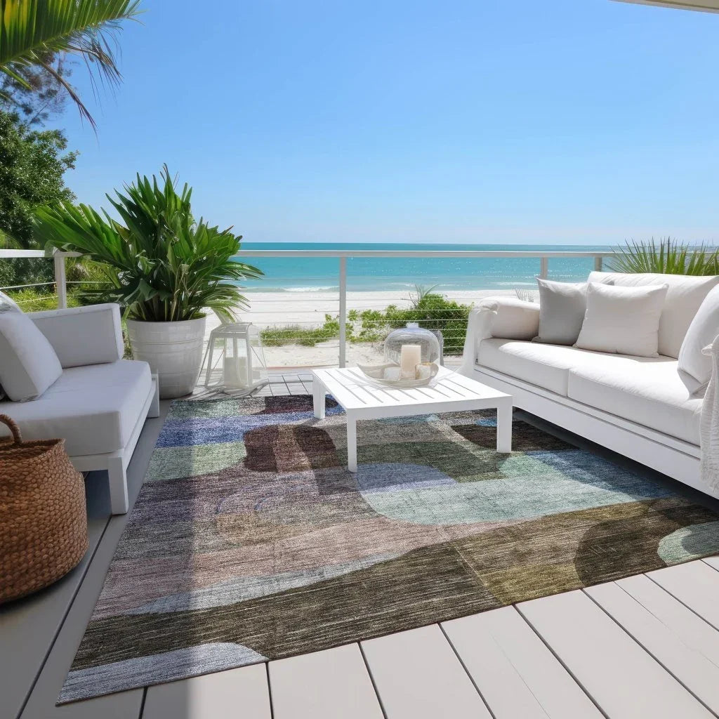 LOOMLAN Rugs Elina Brown Washable Indoor-Outdoor Rug