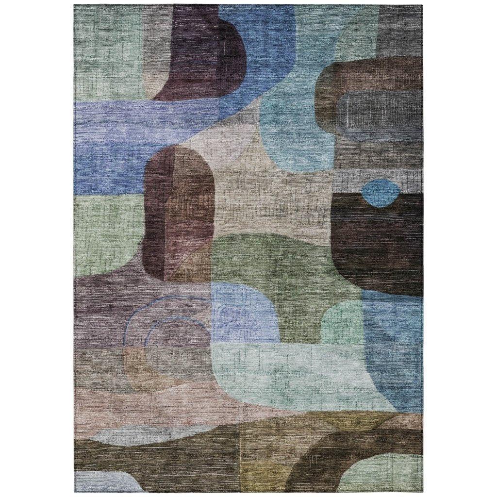 LOOMLAN Rugs Elina Brown Washable Indoor-Outdoor Rug
