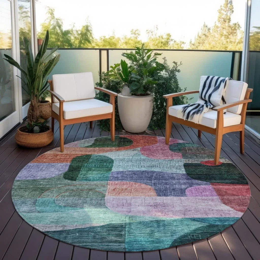 LOOMLAN Rugs Elina Green Washable Indoor-Outdoor Rug