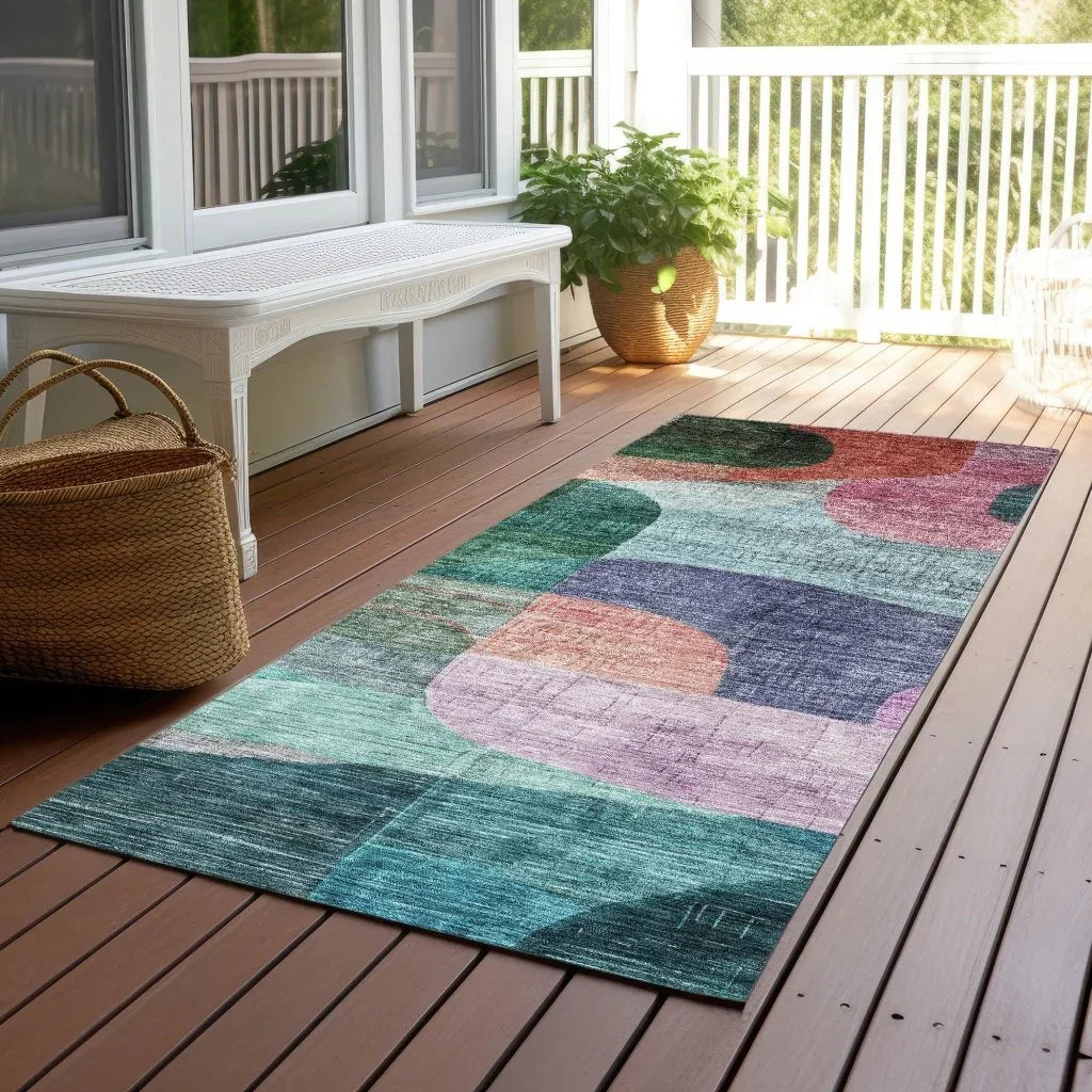 LOOMLAN Rugs Elina Green Washable Indoor-Outdoor Rug