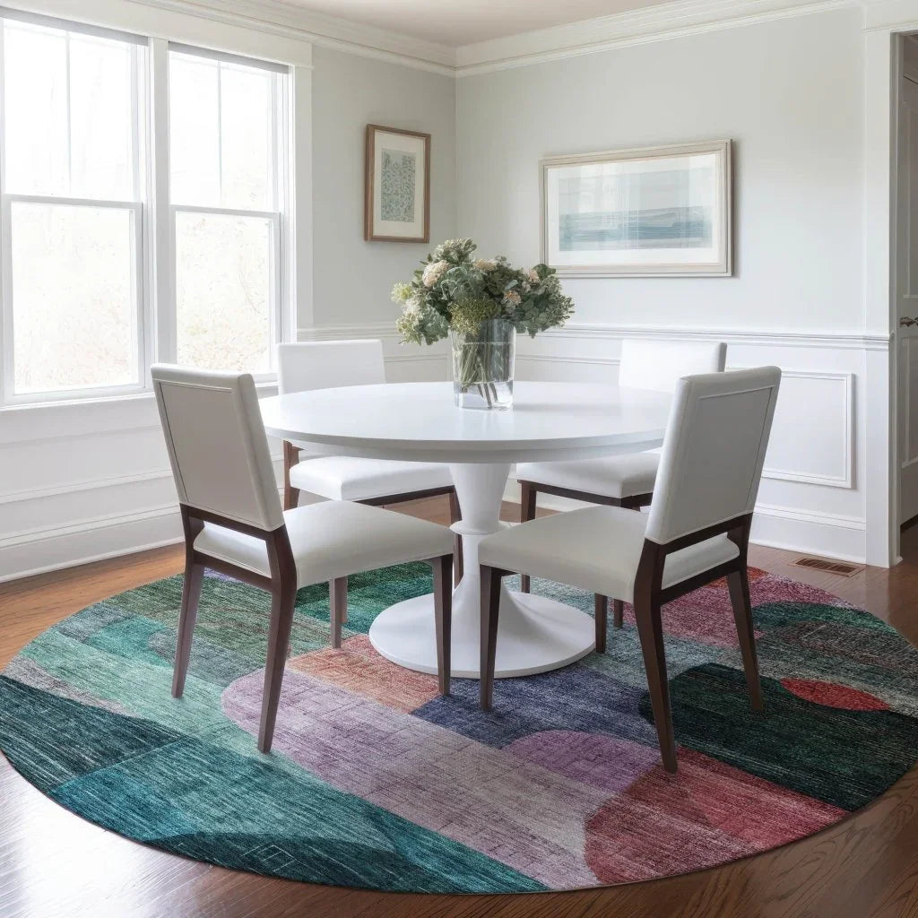 LOOMLAN Rugs Elina Green Washable Indoor-Outdoor Rug