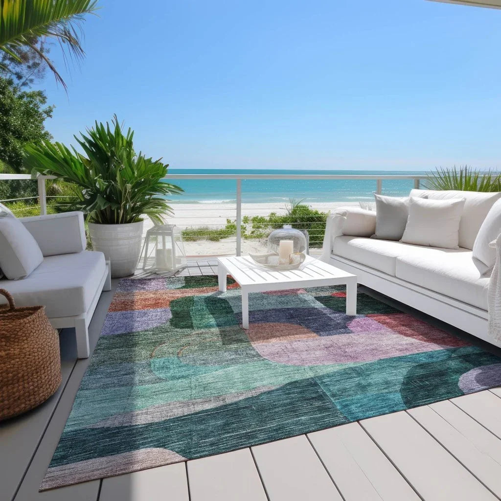 LOOMLAN Rugs Elina Green Washable Indoor-Outdoor Rug