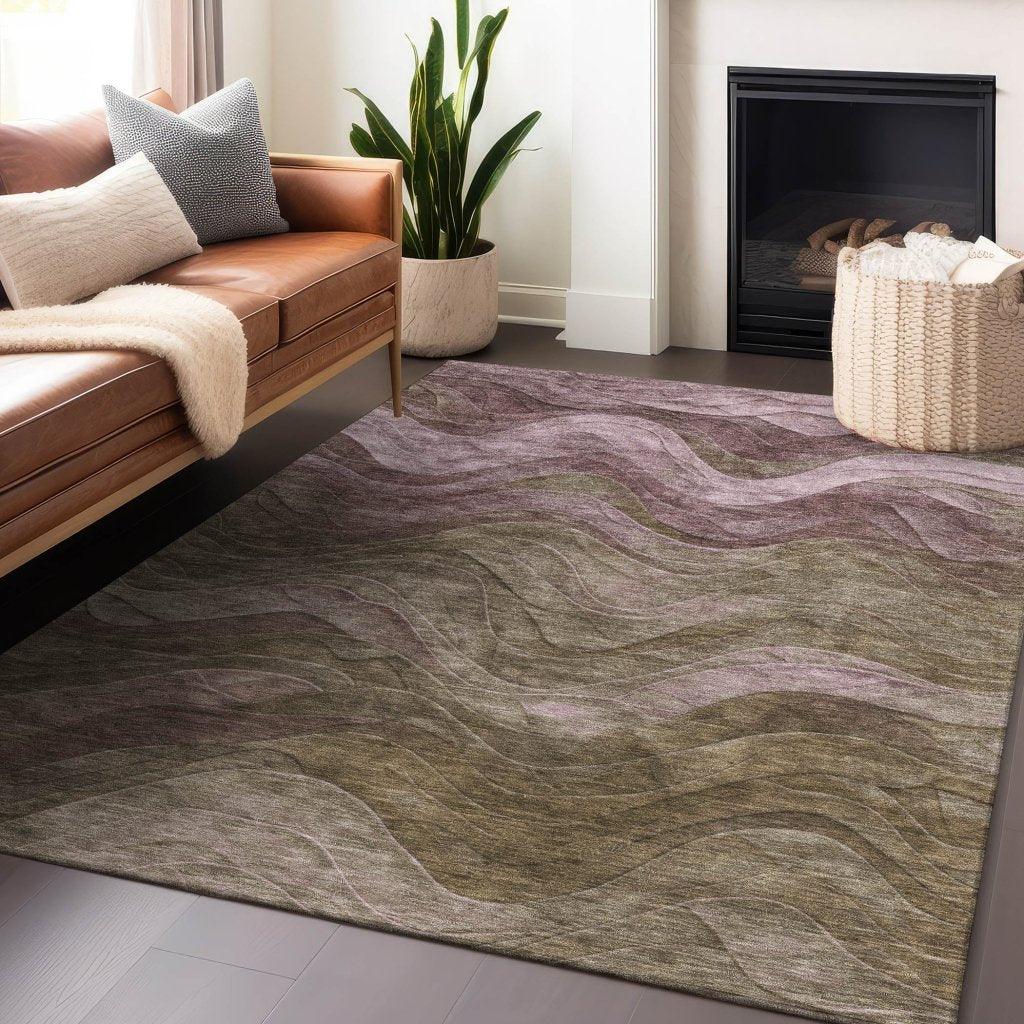 LOOMLAN Rugs Elion Brown Washable Indoor-Outdoor Rug