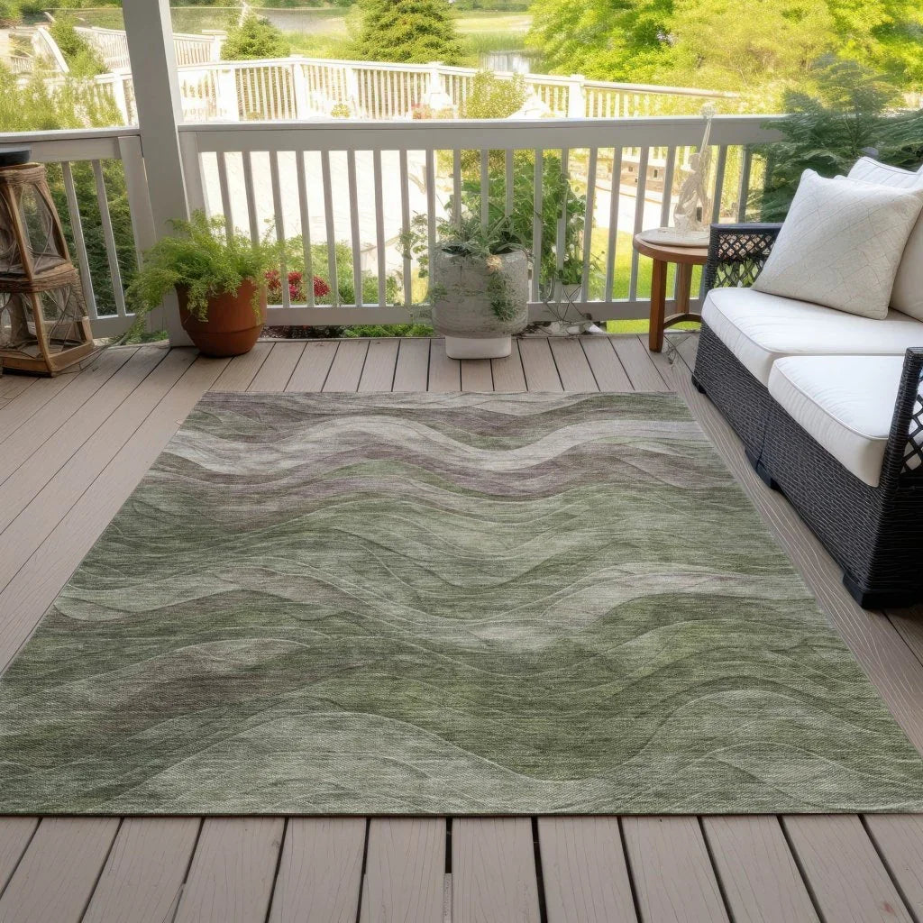 LOOMLAN Rugs Elion Green Washable Indoor-Outdoor Rug