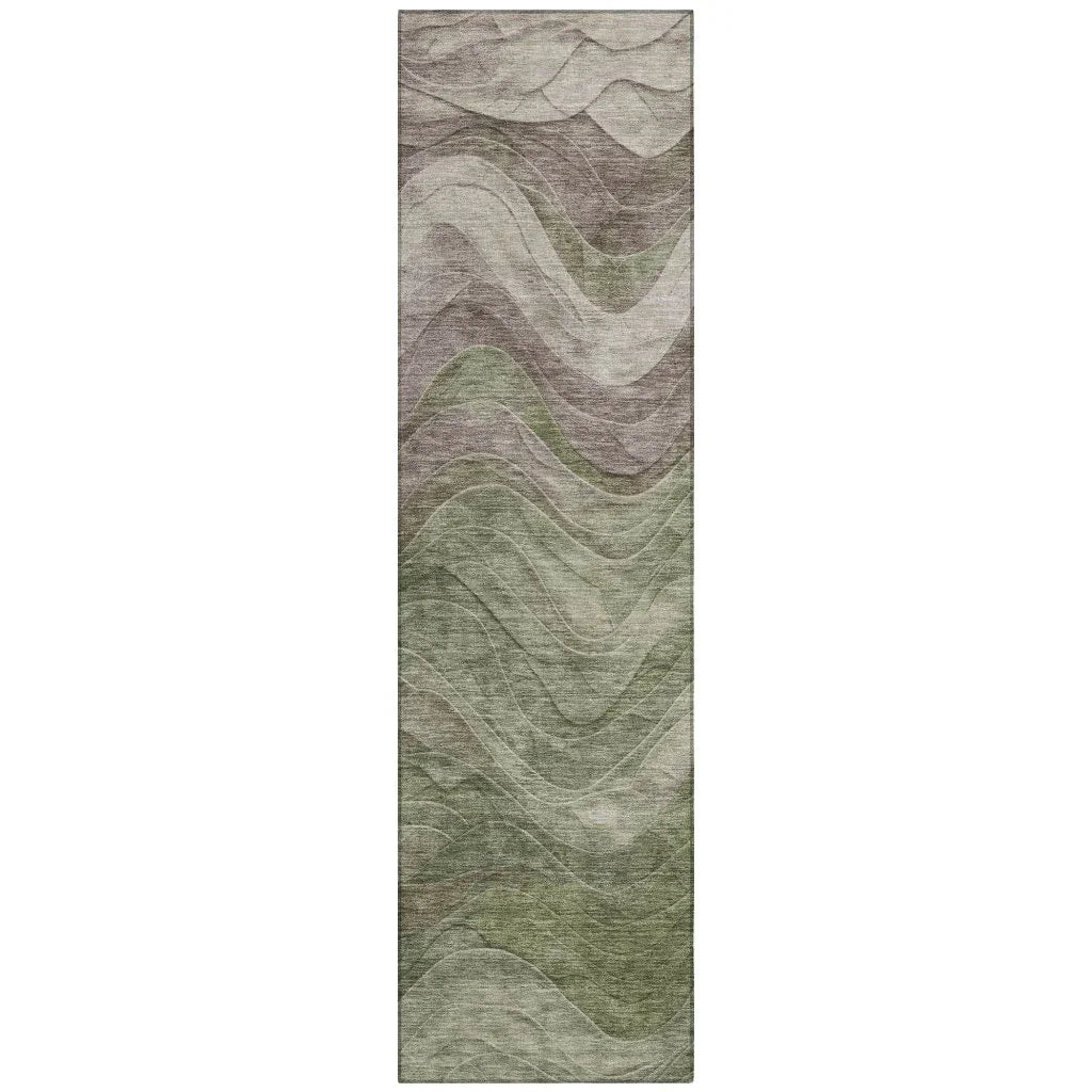 LOOMLAN Rugs Elion Green Washable Indoor-Outdoor Rug