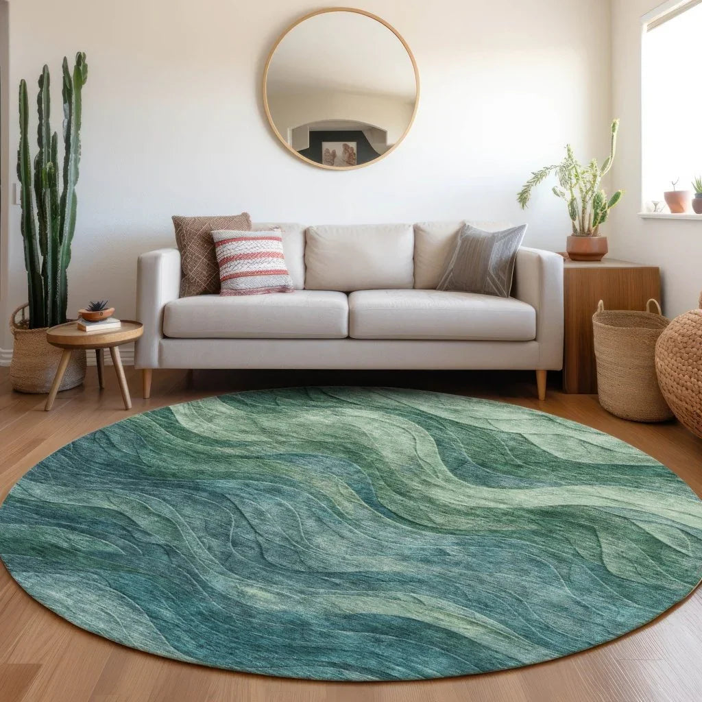 LOOMLAN Rugs Elion Teal Washable Indoor-Outdoor Rug