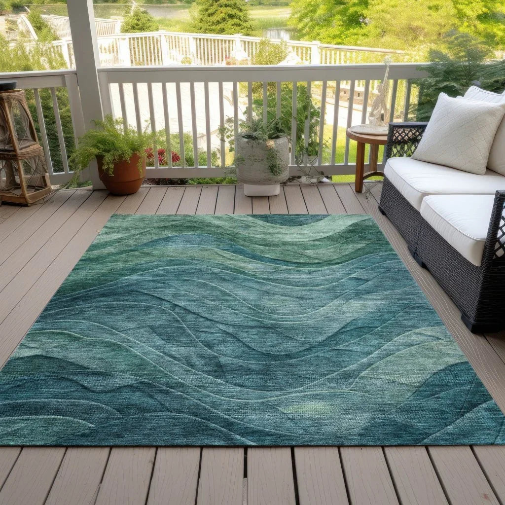 LOOMLAN Rugs Elion Teal Washable Indoor-Outdoor Rug