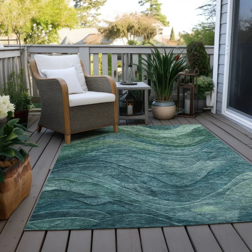 LOOMLAN Rugs Elion Teal Washable Indoor-Outdoor Rug