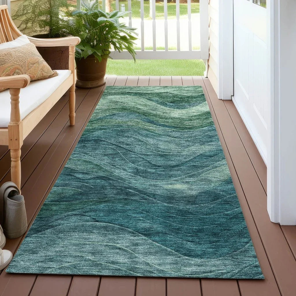 LOOMLAN Rugs Elion Teal Washable Indoor-Outdoor Rug
