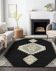 LOOMLAN Rugs Elira Black Washable Indoor-Outdoor Rug