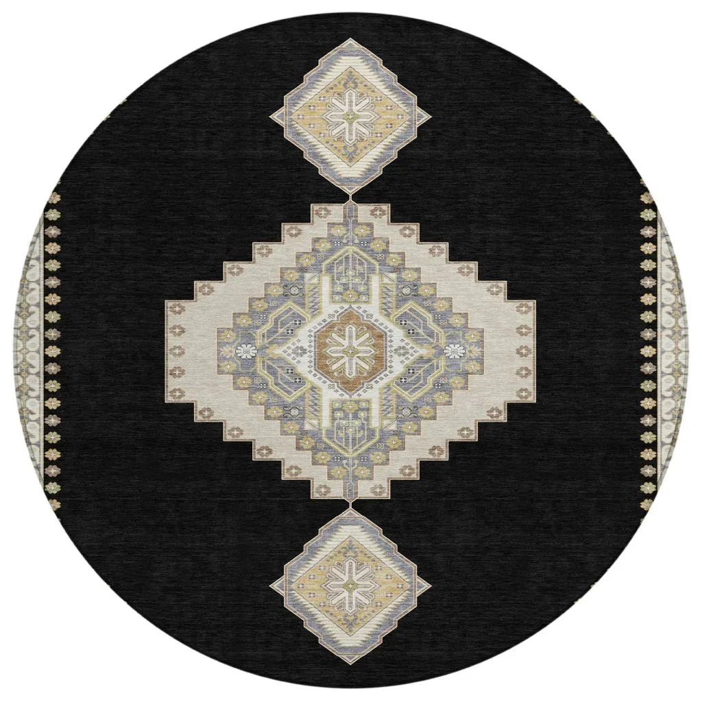 LOOMLAN Rugs Elira Black Washable Indoor-Outdoor Rug