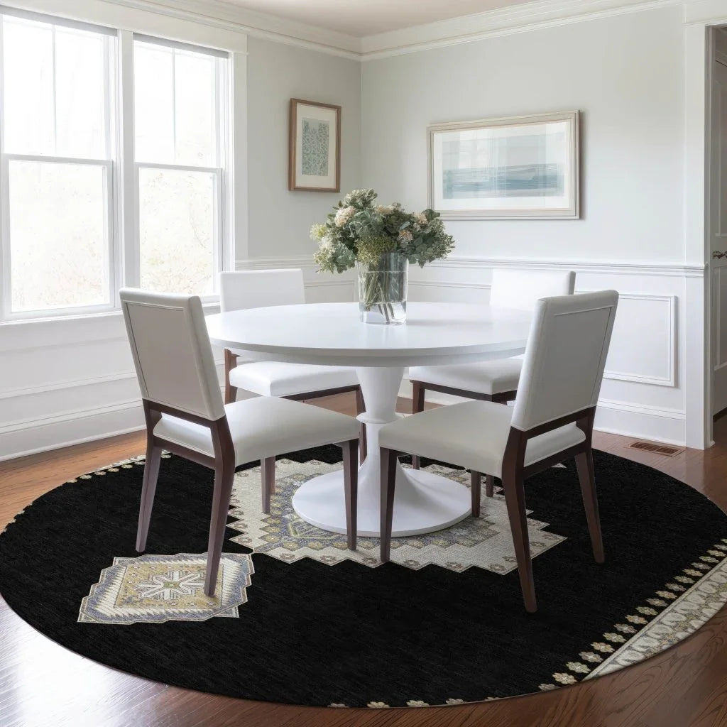 LOOMLAN Rugs Elira Black Washable Indoor-Outdoor Rug