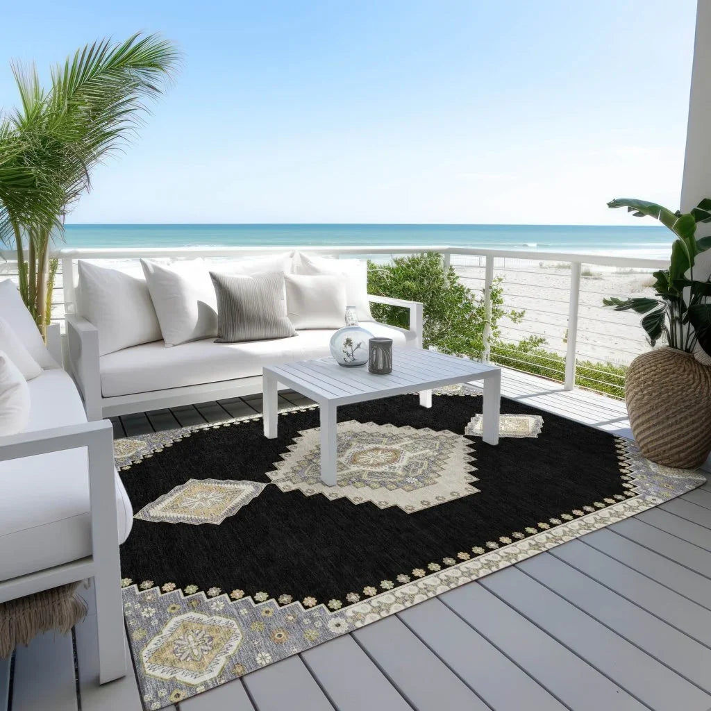 LOOMLAN Rugs Elira Black Washable Indoor-Outdoor Rug