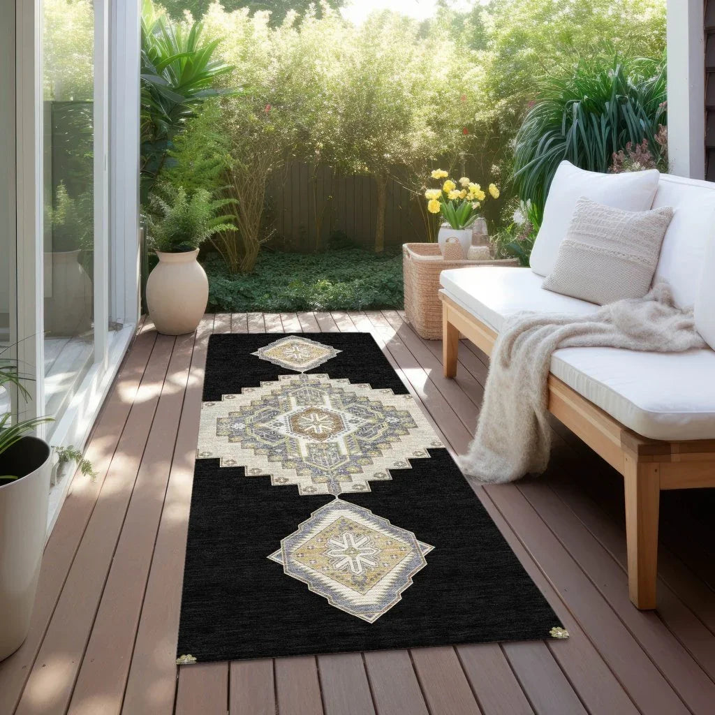LOOMLAN Rugs Elira Black Washable Indoor-Outdoor Rug