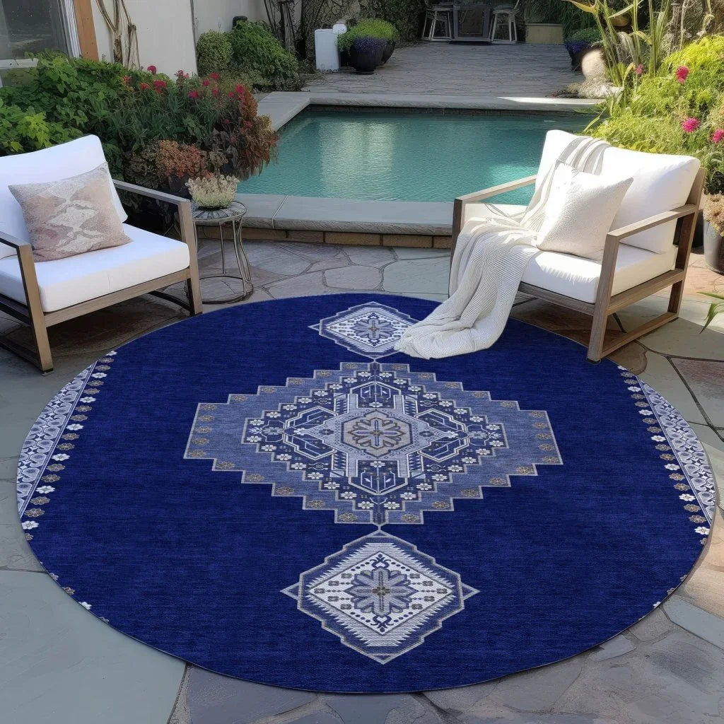 LOOMLAN Rugs Elira Blue Washable Indoor-Outdoor Rug