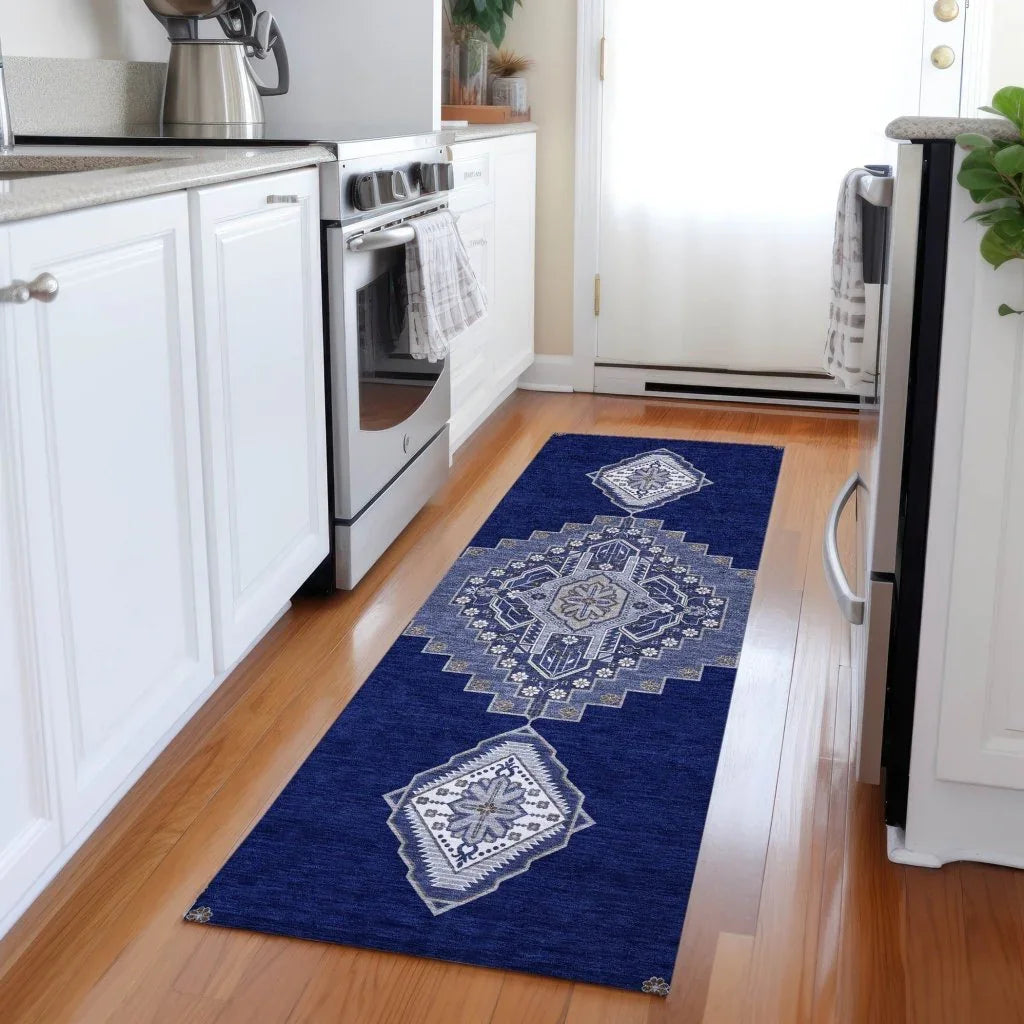 LOOMLAN Rugs Elira Blue Washable Indoor-Outdoor Rug
