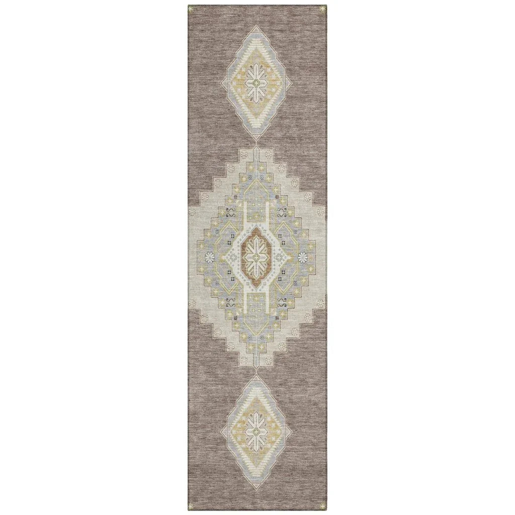 LOOMLAN Rugs Elira Brown Washable Indoor-Outdoor Rug
