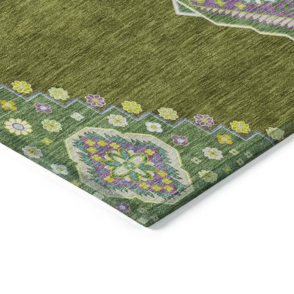 LOOMLAN Rugs Elira Green Washable Indoor-Outdoor Rug