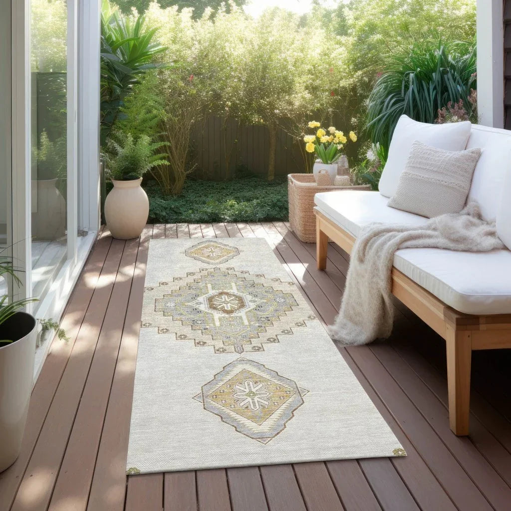 LOOMLAN Rugs Elira Ivory Washable Indoor-Outdoor Rug