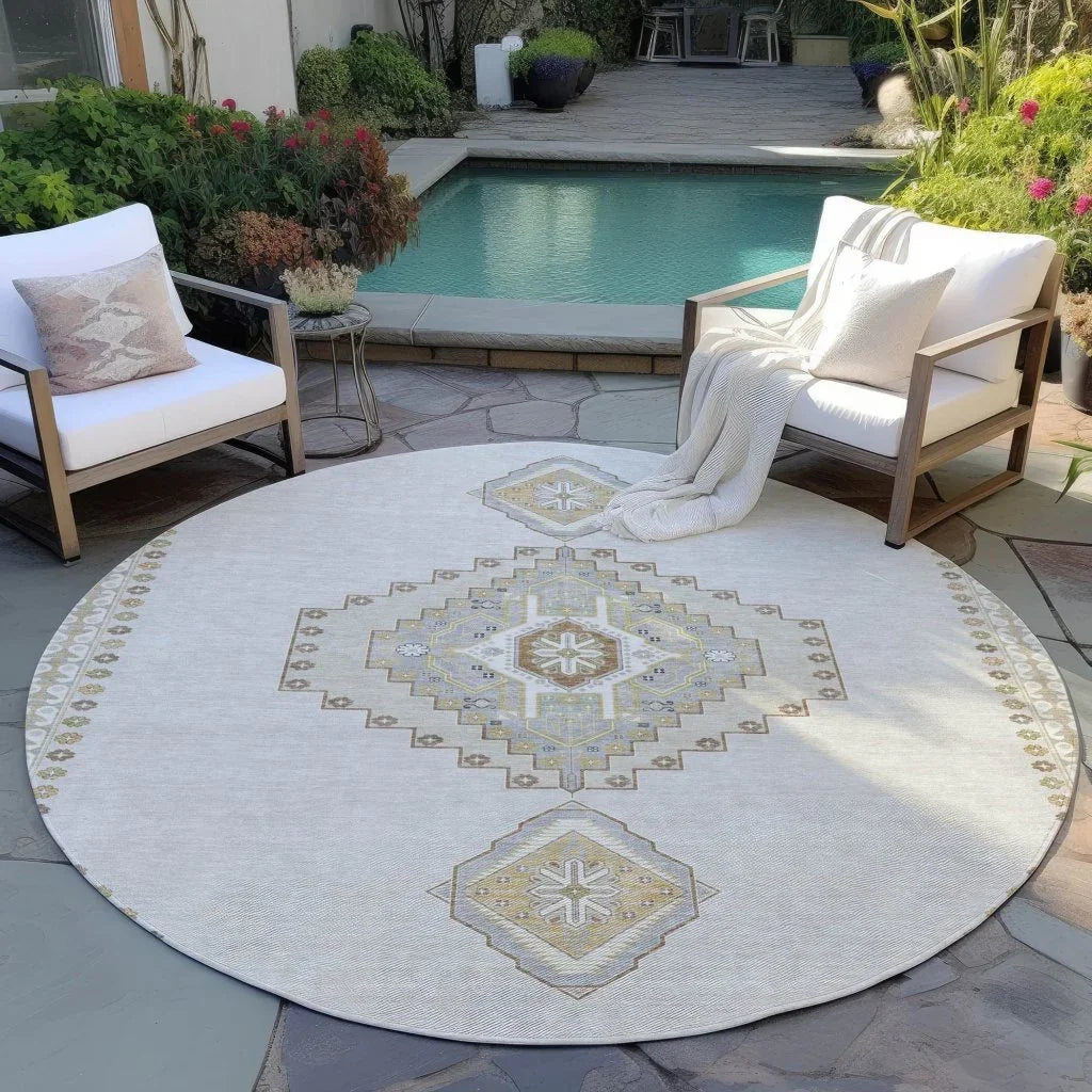 LOOMLAN Rugs Elira Ivory Washable Indoor-Outdoor Rug
