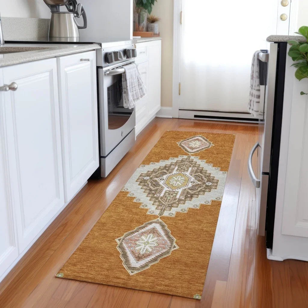 LOOMLAN Rugs Elira Orange Washable Indoor-Outdoor Rug