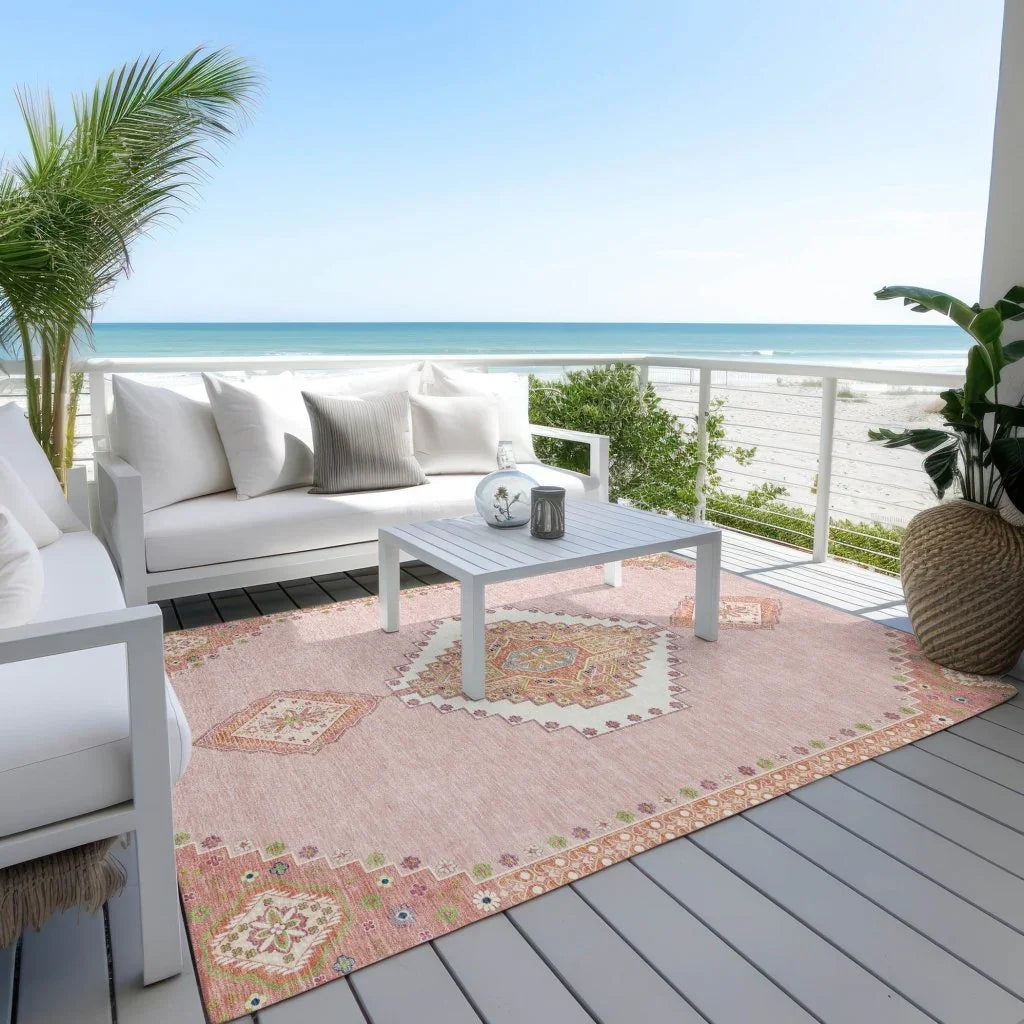 LOOMLAN Rugs Elira Pink Washable Indoor-Outdoor Rug