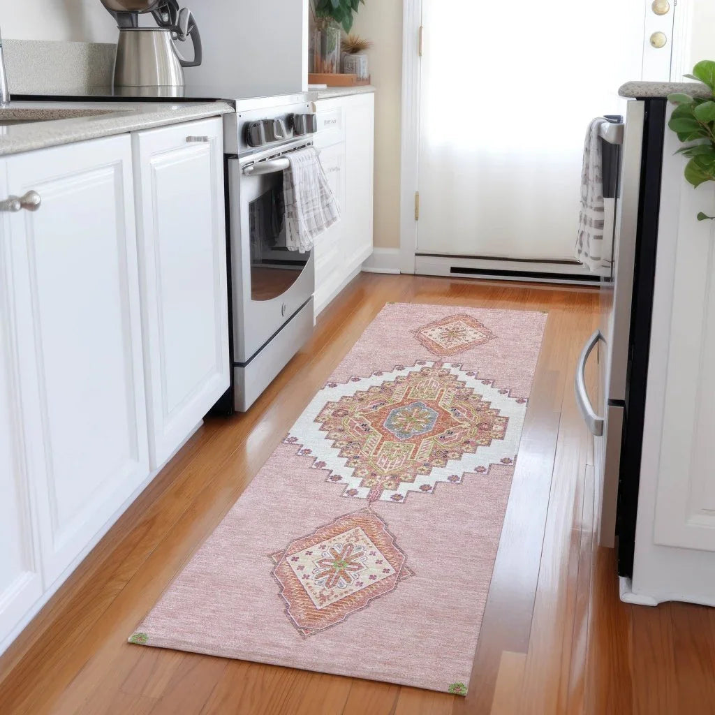 LOOMLAN Rugs Elira Pink Washable Indoor-Outdoor Rug
