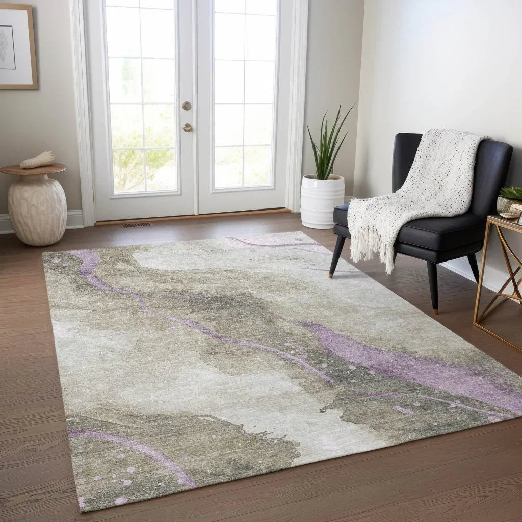 LOOMLAN Rugs Elithra Brown Washable Indoor-Outdoor Rug