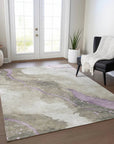 LOOMLAN Rugs Elithra Brown Washable Indoor-Outdoor Rug