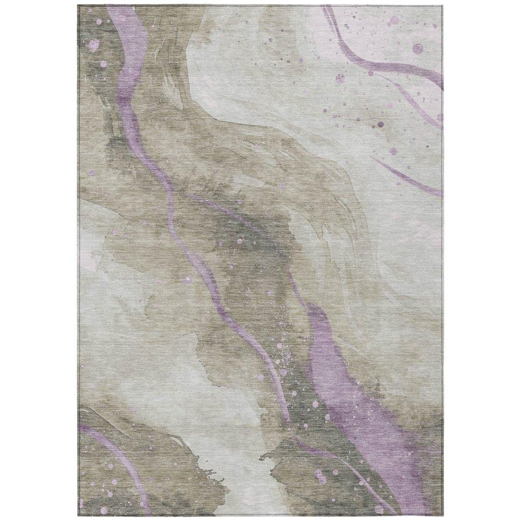 LOOMLAN Rugs Elithra Brown Washable Indoor-Outdoor Rug