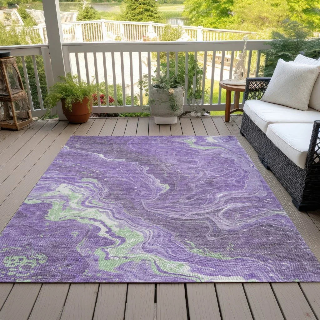 LOOMLAN Rugs Elius Purple Washable Indoor-Outdoor Rug