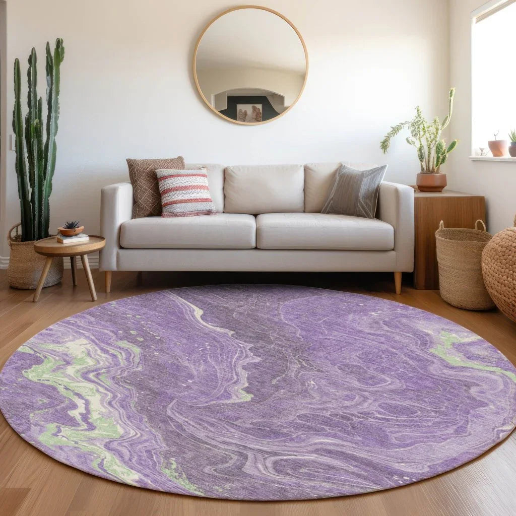 LOOMLAN Rugs Elius Purple Washable Indoor-Outdoor Rug