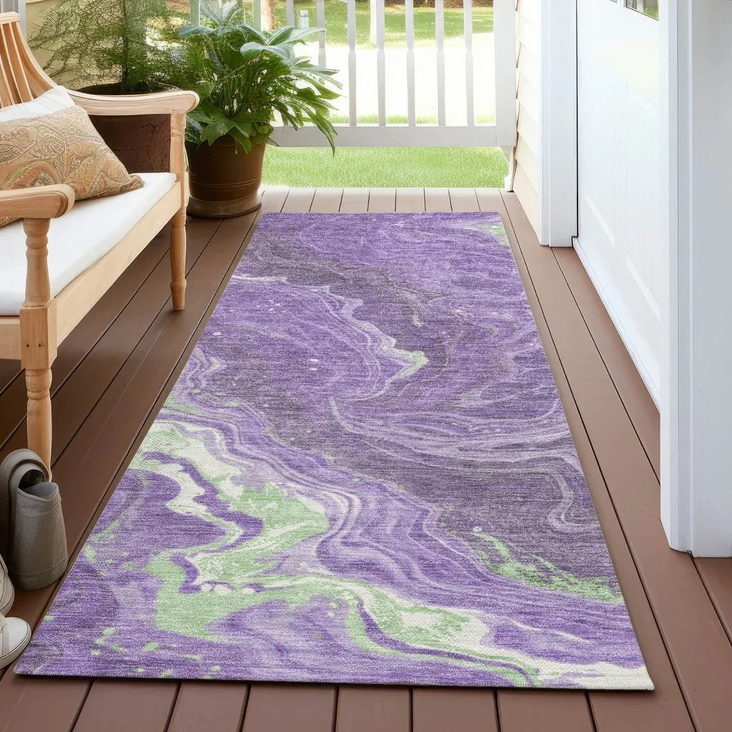 LOOMLAN Rugs Elius Purple Washable Indoor-Outdoor Rug
