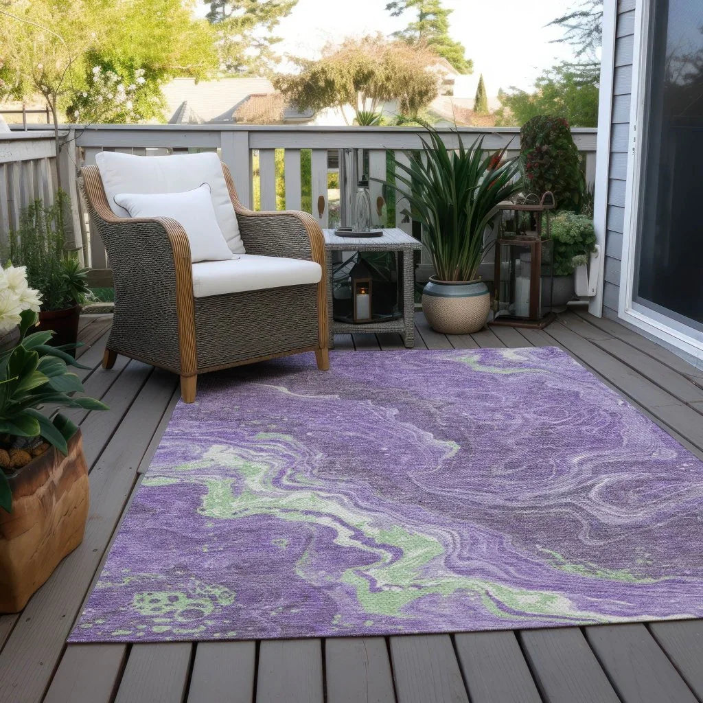 LOOMLAN Rugs Elius Purple Washable Indoor-Outdoor Rug