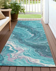 LOOMLAN Rugs Elius Teal Washable Indoor-Outdoor Rug